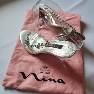 Nina clear acrylic Rhinestone‎ Design Slingback 8.5m